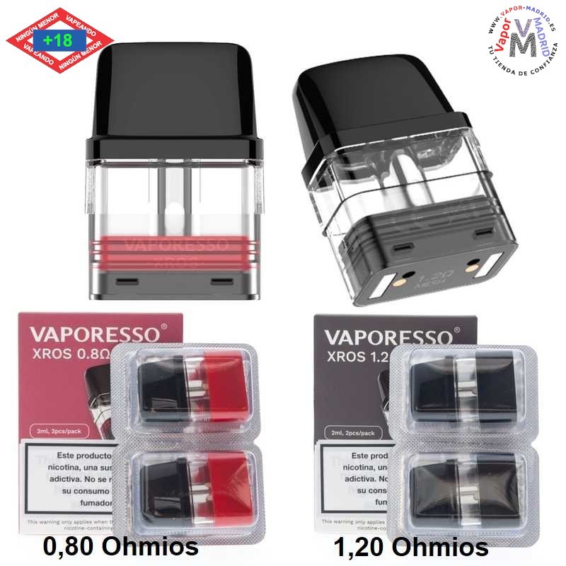 Pod Xros 2ml Vaporesso Ohmios Resistencia 1.2